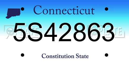 5S42863 Connecticut License Plate