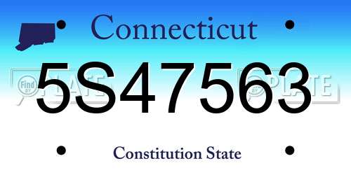 5S47563 Connecticut License Plate