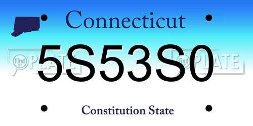 5S53S0 Connecticut License Plate