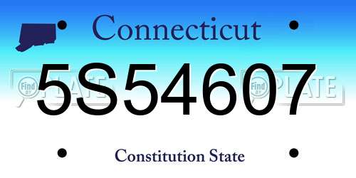 5S54607 Connecticut License Plate