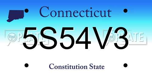 5S54V3 Connecticut License Plate