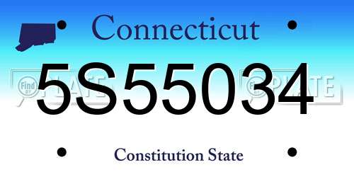 5S55034 Connecticut License Plate