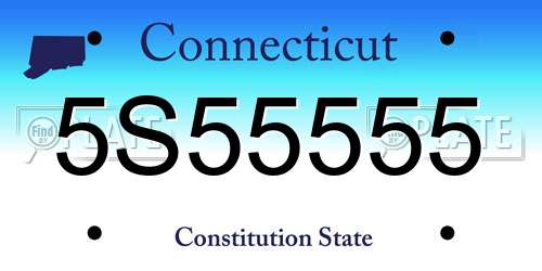 5S55555 Connecticut License Plate