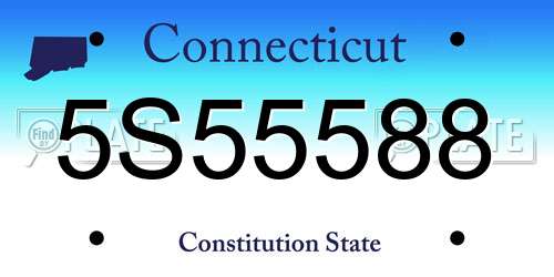 5S55588 Connecticut License Plate