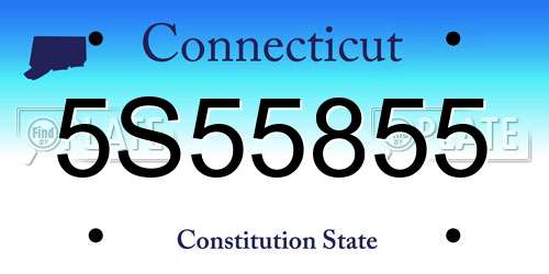 5S55855 Connecticut License Plate
