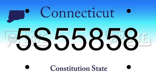 5S55858 Connecticut License Plate