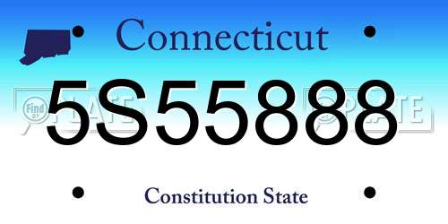 5S55888 Connecticut License Plate
