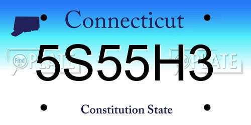 5S55H3 Connecticut License Plate