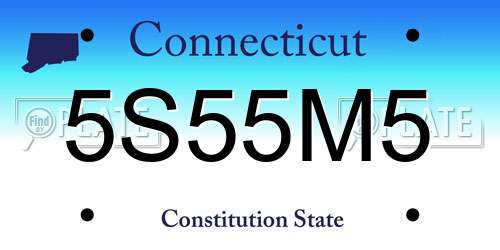 5S55M5 Connecticut License Plate