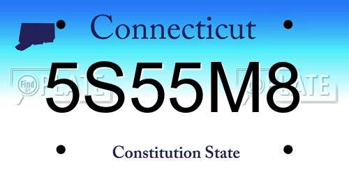5S55M8 Connecticut License Plate