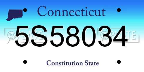 5S58034 Connecticut License Plate