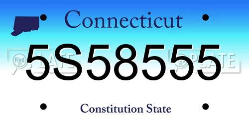 5S58555 Connecticut License Plate