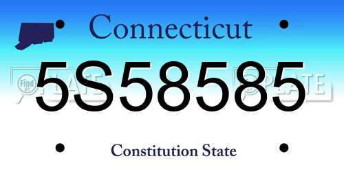 5S58585 Connecticut License Plate