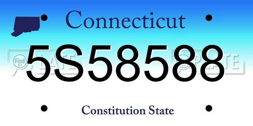 5S58588 Connecticut License Plate
