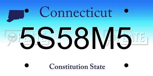 5S58M5 Connecticut License Plate