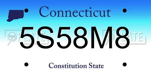 5S58M8 Connecticut License Plate