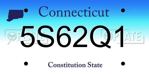 5S62Q1 Connecticut License Plate