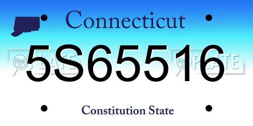 5S65516 Connecticut License Plate