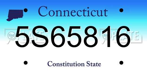 5S65816 Connecticut License Plate