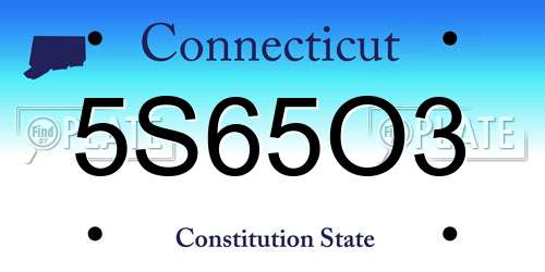 5S65O3 Connecticut License Plate