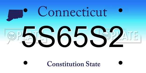 5S65S2 Connecticut License Plate