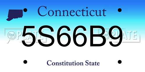 5S66B9 Connecticut License Plate