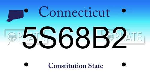 5S68B2 Connecticut License Plate