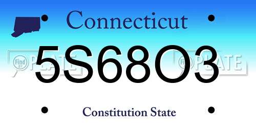 5S68O3 Connecticut License Plate