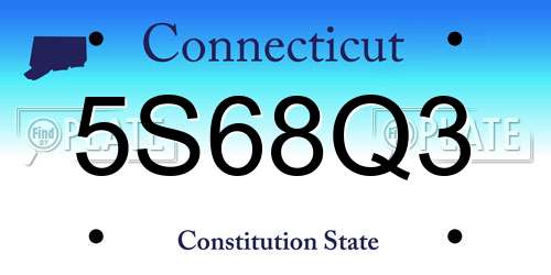 5S68Q3 Connecticut License Plate