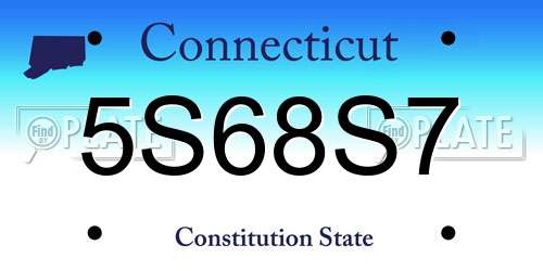 5S68S7 Connecticut License Plate