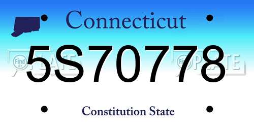 5S70778 Connecticut License Plate