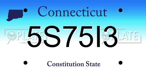 5S75I3 Connecticut License Plate