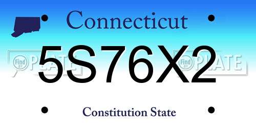 5S76X2 Connecticut License Plate