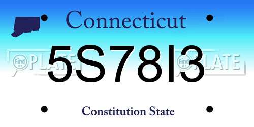 5S78I3 Connecticut License Plate