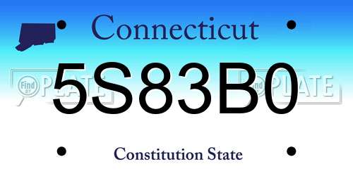 5S83B0 Connecticut License Plate