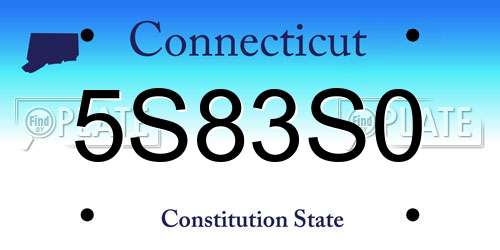 5S83S0 Connecticut License Plate