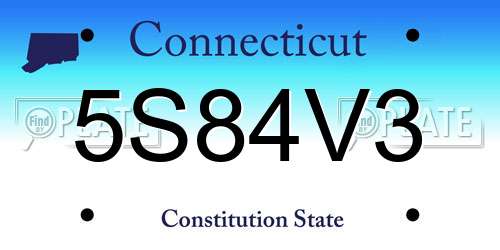 5S84V3 Connecticut License Plate