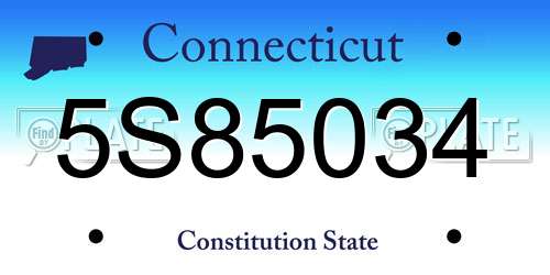 5S85034 Connecticut License Plate