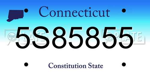 5S85855 Connecticut License Plate