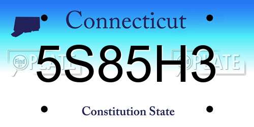 5S85H3 Connecticut License Plate