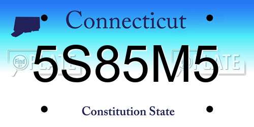 5S85M5 Connecticut License Plate