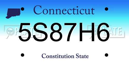 5S87H6 Connecticut License Plate