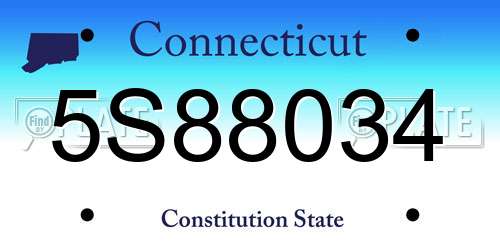 5S88034 Connecticut License Plate