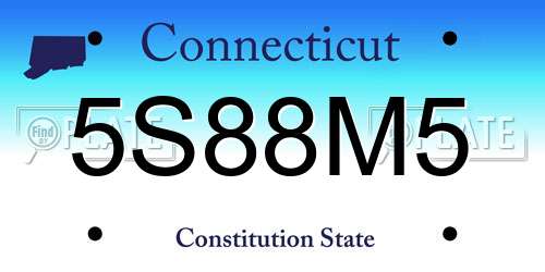 5S88M5 Connecticut License Plate