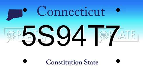 5S94T7 Connecticut License Plate