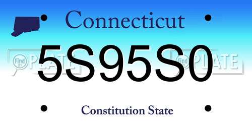 5S95S0 Connecticut License Plate