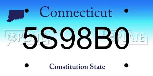 5S98B0 Connecticut License Plate