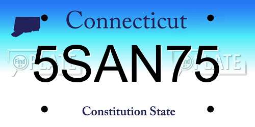 5SAN75 Connecticut License Plate