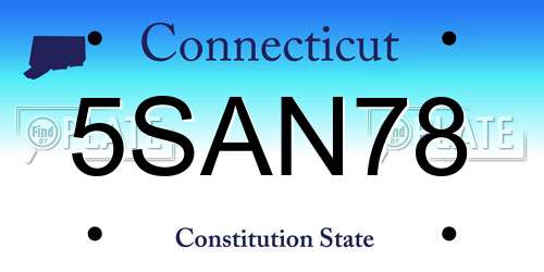 5SAN78 Connecticut License Plate