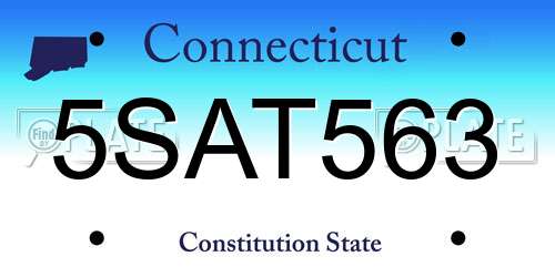 5SAT563 Connecticut License Plate